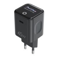Chargeur mural USB-C intelligent 45W à détection de présence avec écran, adaptateur secteur UE à affichage numérique pour smartphone et tablette