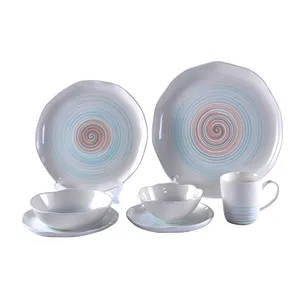 Unique design colorful ceramic porcelain home hotel restaurant table ware dishes plates sets dinnerware
