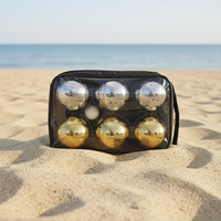 Ensemble de boules de pétanque et de boccia pour la plage, 3 pièces dorées et 3 argentées, avec sac personnalisé pour les jeux sportifs