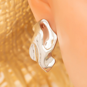 <b>Titanium</b> Steel <b>Stud</b> Earrings Geometric Irregular Fashion High-End Jewelry 18K Gold Non-Fading European American Style - Product Image 2