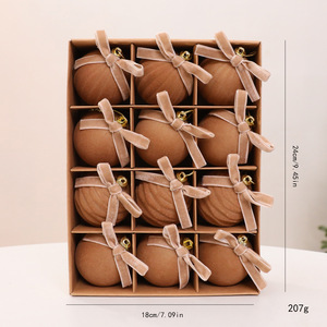 Pasokan Langsung Pabrik Grosir Bola Natal Plastik Berlapis Elektro Vintage Set Bola Natal Beludru untuk Dekorasi Gantungan Pohon Natal - Product Image 5