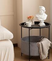 Table basse ronde moderne avec panier en tissu Table d'appoint de rangement en gros pour canapé Table de centre de salon