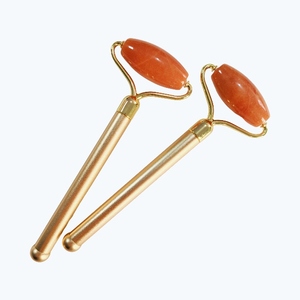 Rodillo Facial de Jade de Aventurina Roja Natural para Lifting Facial, Rodillo de Masaje Facial de Aleación de Zinc, Venta Caliente - Product Image 3
