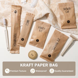 Kit d'articles de toilette jetables écologiques pour hôtel, personnalisable, biodégradable, pour voyage, comprenant un kit dentaire, un kit de rasage, des cotons-tiges portables - Product Image 3