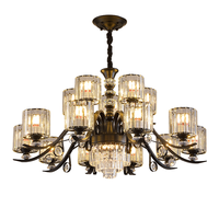 Lustre en cristal postmoderne de luxe avec source de lumière LED, alimentation CA, base en fer pour salon, éclairage de plafond pour toute la maison
