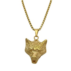 Colgante de acero inoxidable con cabeza de zorro yunnique, collar del zodiaco animal de Color dorado, joyería para hombre estilo Hip Hop Punk - Product Image 5