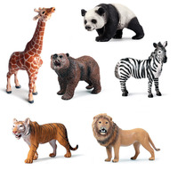 Figurines décoratives simulées Afrique Forêt Faune Animal Modèle 3D Plastique massif Girafe Ours Tigre Lion Léopard Cheval Jouet