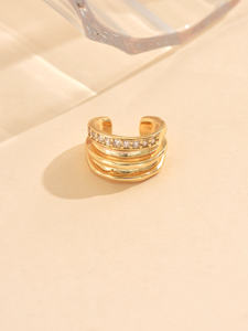 Pendientes de aro de moda con diseño geométrico de perlas de cobre de circón Simple para mujer, Material principal, idea de regalo elegante de latón - Product Image 5