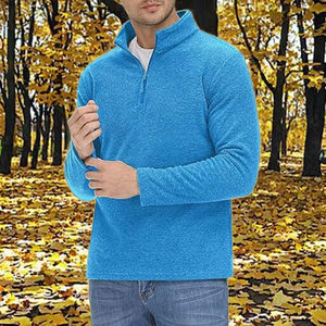 Sudadera de Hombre con Media Cremallera, Corte Regular, Color Liso, 100% Algodón Tejido, Teñido Digital, Personalizable con Logotipo, Venta Caliente - Product Image 3