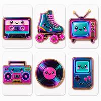 Individueller Cyberpunk Neon Metall Kühlschrankmagnet Hartemaille Retro Kassetten-TV Boombox Souvenir-Magnet mit Logo-Verpackung