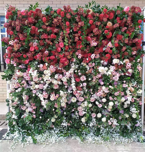 Panel de Pared de Flores Artificiales de Tela 3D 5D, Rollo de Flores de Seda Artificial en Blanco, Rosa, Morado y Verde - Product Image 2