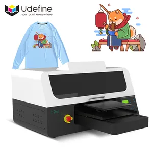 Udefine Single Panel Flatbed DTG Inkjet Printer 4060 17 Inches T shirts Cloth Printing Machine for Cotton Fabrics