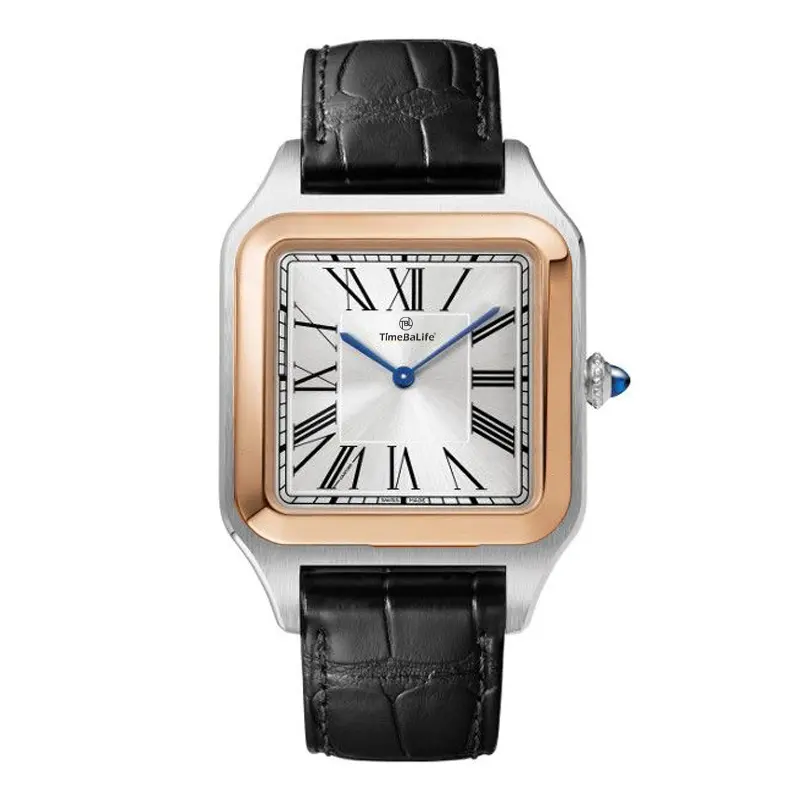 Custom Oem Luxe Heren Rvs Automatische Horloges Echt Lederen Vierkant Vintage Quartz Horloge Voor Dames
