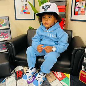 Custom Logo <strong>Boys</strong> <strong>Clothing</strong> Sets Cotton Embroidery Kids Hoodie Vintage Pullover No String Print Sweatpants and Hoodie Set Children - Product Image 1