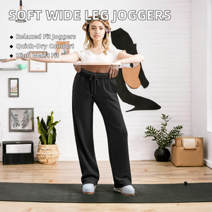 Pantalones de chándal personalizados de alta calidad para mujer, suaves, cómodos, transpirables, de verano, de cintura alta, de pierna ancha, Jogger, cintura elástica, holgada, informal - Product Image 2