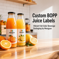 Étiquettes personnalisées en papier texturé pour bouteilles de jus, autocollants imprimés pour bouteilles de jus de fruits et boissons gazeuses, emballage étanche pour bouteilles de boissons