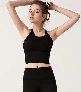 Top corto de yoga para mujer al por mayor, con tirantes finos cruzados y recortes, sujetador incorporado, top deportivo de secado rápido para yoga y entrenamiento. - Product Image 6