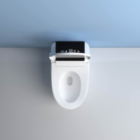 Toilette intelligente en céramique avec bidet, à poser au sol, télécommande, siphon en S, siège chauffant, nettoyage féminin, double chasse d'eau incluse