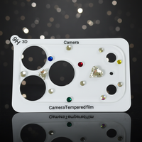 Protection d'objectif d'appareil photo en verre trempé 3D de luxe avec paillettes, antichoc, motif cœur diamant arc-en-ciel pour 17 Pro Max