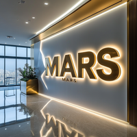 Enseigne commerciale personnalisée avec lettres lumineuses Grande enseigne en lettres 3D Enseigne en métal en acier inoxydable doré rétroéclairée pour salon d'affaires en intérieur