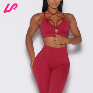 Wholesale Women Light Support Gym Yoga Bra For Women Holiday Color Fitness Wear Outdoor Seamless Cut Out Twist Front Sports Bra