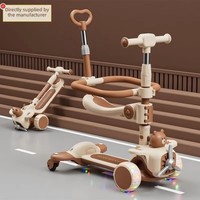 Trottinette évolutive pour tout-petits avec siège et roues lumineuses musicales 3 en 1, trottinette à roulettes pour enfants, pour l'extérieur