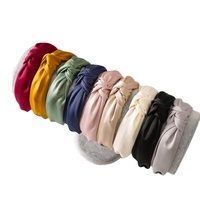 Zijde Hoofdbanden Satijnen Knoop Hoofdband Voor Vrouwen Meisjes, 9 Pcs Topknot Hoofdband Effen Kleur Knoop Brede Haarbanden Elastische Haar Accessor