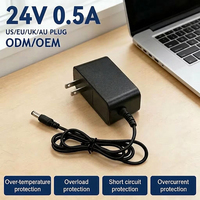 Adaptador de Corriente AC DC 24V 0.5A 12W con Enchufe Estadounidense para Cámara CCTV y Altavoz, Adaptador de Corriente Conmutada 100-240V, Conexión Enchufable