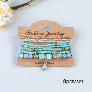 Pulseras bohemias elásticas con Cuentas pequeñas baratas para mujer, conjunto de joyería, pulseras de cuentas de arroz multicapa coloridas, Artesanal 2025 - Product Image 5