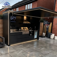 Kabinet Dapur Luar Ruangan Modular Mewah Tahan Cuaca dengan Wastafel, Kulkas, dan Pintu Kaca, Pulau BBQ Stainless Steel untuk Villa