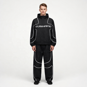 Manufacturer Streetwear 100% Nylon Waterproof 3M Reflective Printing Nylon <strong>Tracksuit</strong> OEM Windbreaker <strong>Tracksuit</strong> for Men - Product Image 1