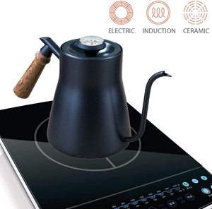Cafetière Barista Personnalisée, Théière Noire en Acier Inoxydable, Bouilloire à Bec de Cygne pour Camping, Pot à Café avec Thermomètre - Product Image 2