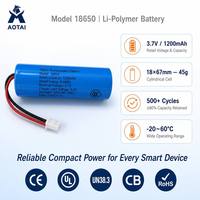 Baterai Li-Polymer Kustom 18650 3.7V 1200mAh 4.44Wh Isi Ulang Silinder Konektor JST untuk Kamera Senter Grosir