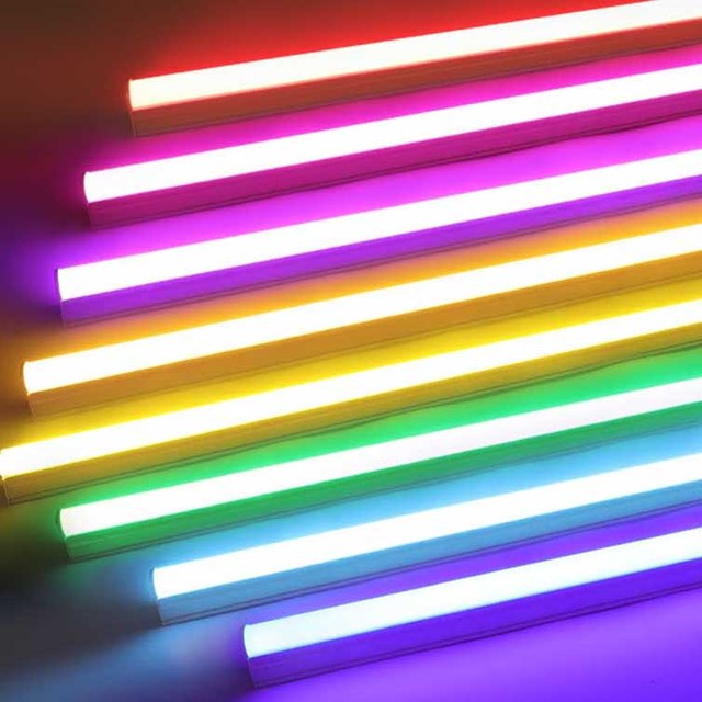 110V 220V Colorful Led Tubes 0.6m 0.9m 1.2m 9W 12W 18W T5 T8 Led Fluorescent Tube Light