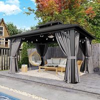 Gazebo à toit rigide 12x14 avec toit en acier galvanisé double