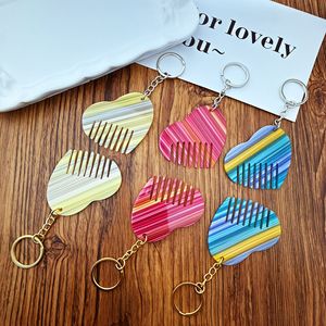 Porte-clés peigne <span class=keywords><strong>à</strong></span> cheveux en acétate, pendentif pour <span class=keywords><strong>coiffeur</strong></span>, peigne de poche avec anneau porte-clés pour femme - Product Image 4