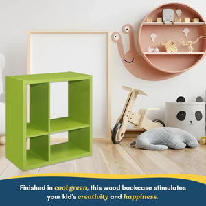 Precio de fábrica <span class=keywords><strong>Muebles</strong></span> de madera para niños Estante de 4 cubos Estantería cuadrada verde para niños Estante de cubo colorido para sala de estar y guardería - Product Image 5