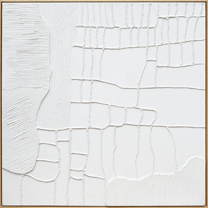 Dipinto a Olio Astratto di Alta Qualità Personalizzato con Cornice in Legno, <span class=keywords><strong>Arte</strong></span> Moderna Fatta a Mano su Tela, Dipinto Quadrato Bianco Puro - Product Image 3