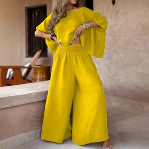 Groothandel Op Maat Zomer Elegante Pofmouw Sexy 2025 Dameskleding Dames Casual Set - Product Image 3