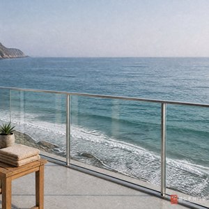 Rampe de balcon en alliage d'aluminium et verre, poteaux en aluminium sans cadre, adaptés aux balcons offrant une vue sur la mer ou la nuit - Product Image 5