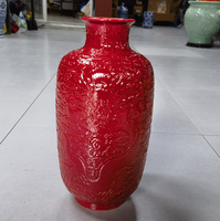 Vase de table en porcelaine de Jingdezhen, style Art déco, sculpté à la main, dragon rouge, pour la décoration de la maison, mariage et design antique