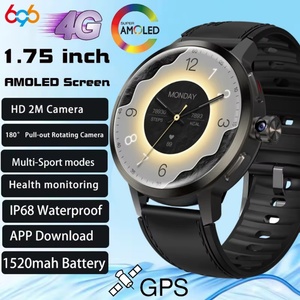 Montre connectée Wifi 4G avec écran AMOLED, appels vidéo, suivi de santé, 180 °   Caméra rotative extractible, étanche, GPS, pour le sport - Product Image 2