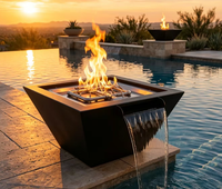 Brasero d'extérieur en acier Corten à tension universelle 110-230V avec finition rouillée écologique, durable, résistante à l'eau et au feu