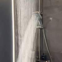 Ensemble de robinetterie de douche murale gris, chaud et froid, pour salle de bain, style piano