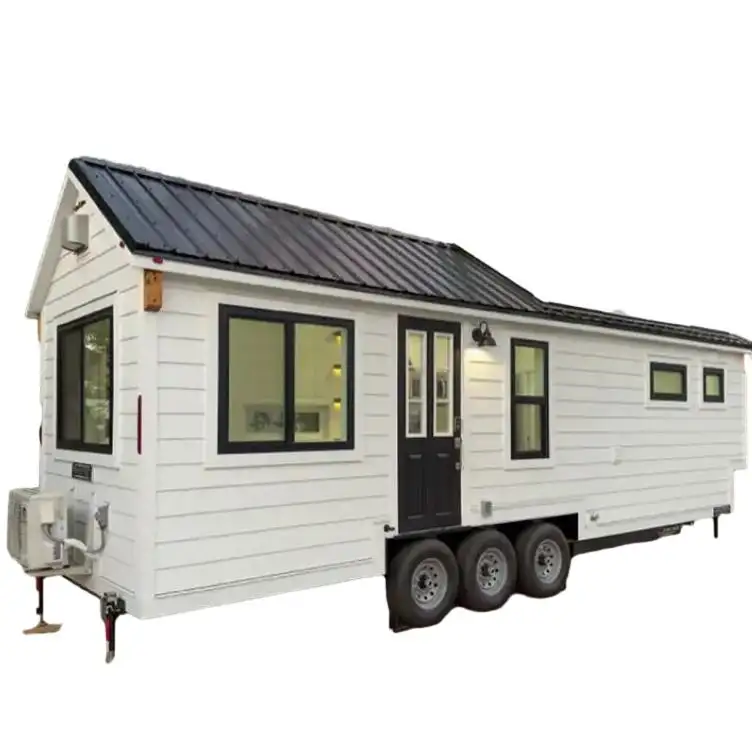 Nhà sản xuất prefab Tiny Modular nhà trên bánh xe Trailer với cầu thang tàu đến Mỹ