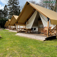 Tente Safari Entièrement Meublée pour le Glamping : Lodge de Luxe en Toile avec Isolation Thermique et Espace Salle de Bain