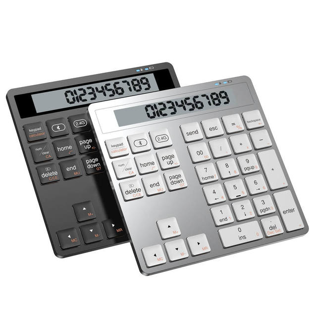 Dual Mode bluetooth Teclado Numeric Mini 2.4G USB Wireless 2 in 1 34Keys Numeric Keypad Keyboard & Calculator With LCD Display