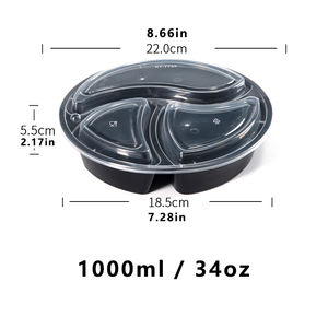 34 1000 עוז מ ל ללכת מכולות מזון 3 תא פלסטיק microavable לקחת מיכל הכנה חד פעמי מיכל הכנה חד פעמי עם מכסה - Product Image 5