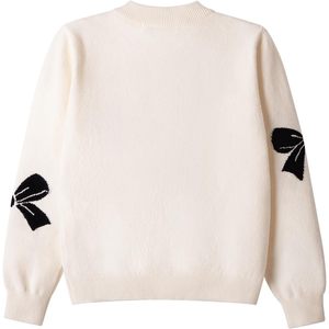 Cardigan en tricot à manches longues pour fille, col rond, décontracté, en laine, hiver/automne, imprimé, broderie décorative - Product Image 2