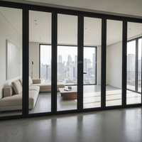 Porte pliante en alliage d'aluminium de style minimaliste moderne, double vitrage trempé pour usage extérieur, isolation thermique, étanche, balcon